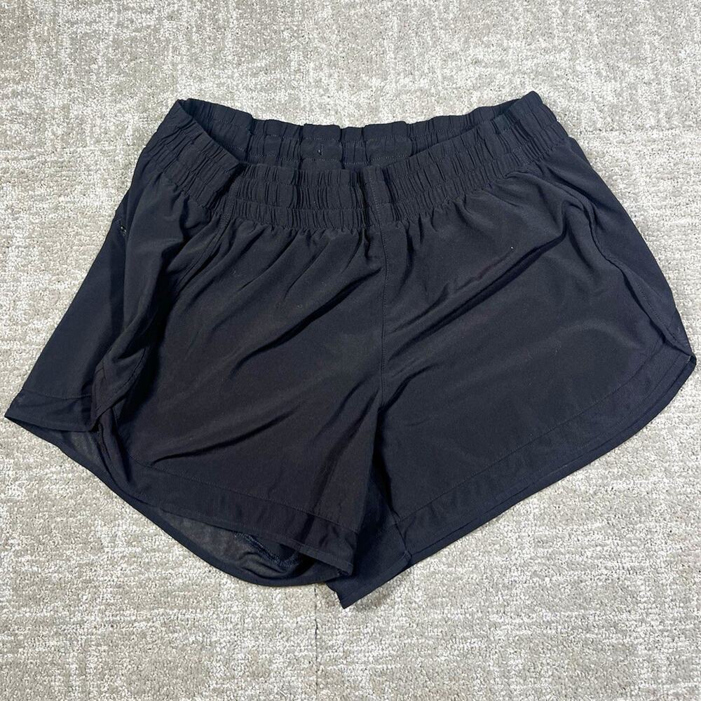 Athleta Mesh Racer Run 4" Black Running Jogging Short Elastic Waist Womens M